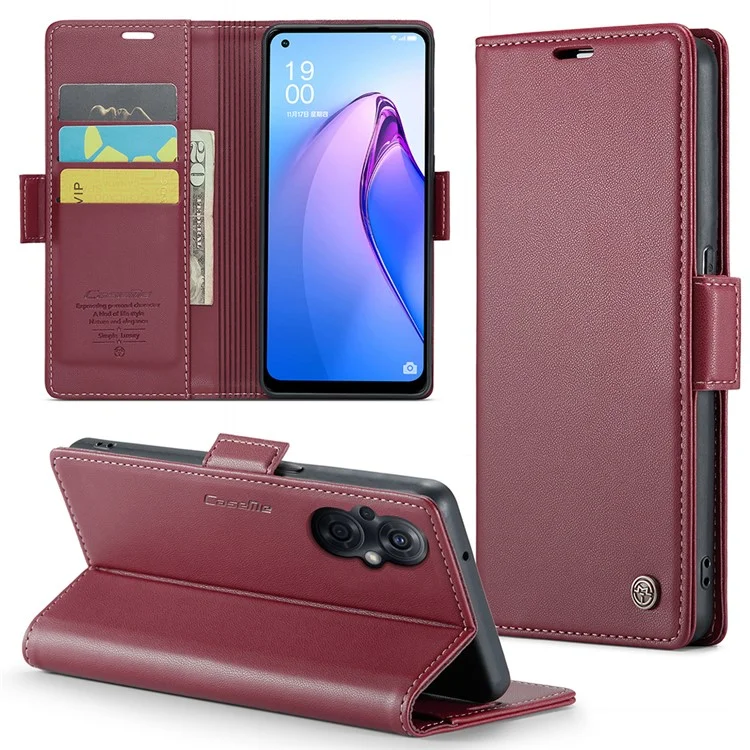 For Oppo A96 (China) 5G / Reno7 Z 5G / Reno7 Lite 5G / Reno8 Lite 5G / F21 Pro 5G / Reno8 Z 5G Leather Case CASEME 023 RFID Blocking Card Slot - Brown-Cellmalls