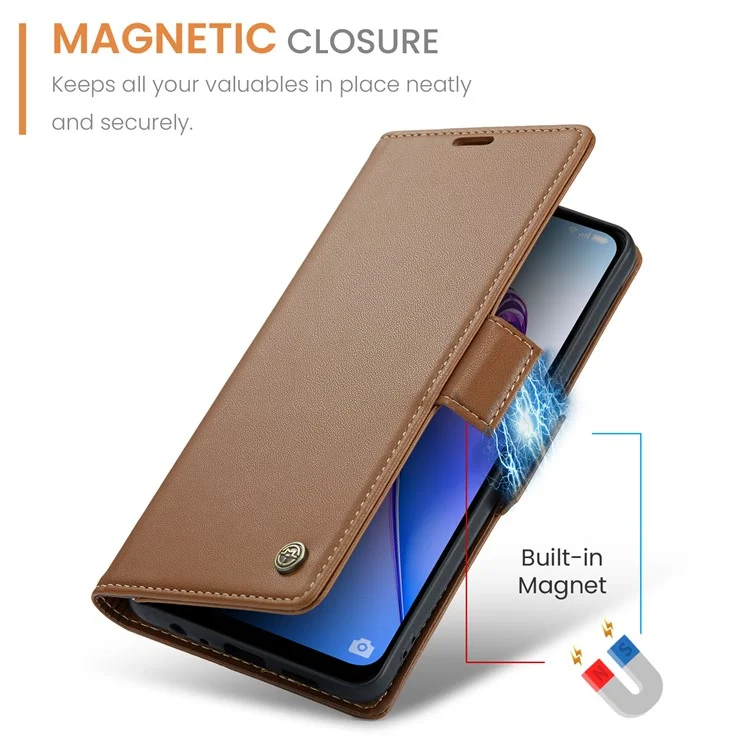 For Oppo A96 (China) 5G / Reno7 Z 5G / Reno7 Lite 5G / Reno8 Lite 5G / F21 Pro 5G / Reno8 Z 5G Leather Case CASEME 023 RFID Blocking Card Slot - Brown-Cellmalls