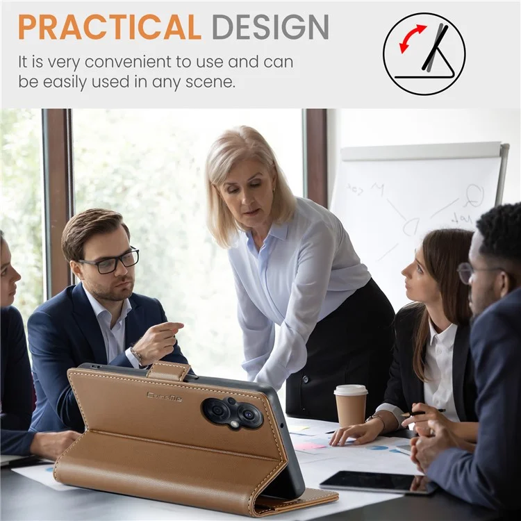 For Oppo A96 (China) 5G / Reno7 Z 5G / Reno7 Lite 5G / Reno8 Lite 5G / F21 Pro 5G / Reno8 Z 5G Leather Case CASEME 023 RFID Blocking Card Slot - Brown-Cellmalls