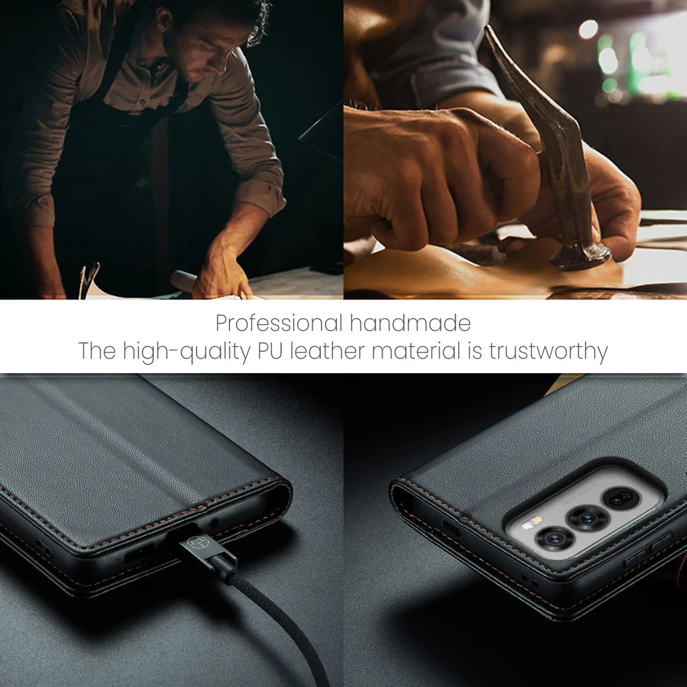 For Oppo Reno12 Pro 5G (Global) Case CASEME 023 Series RFID Blocking Glossy Stand Phone Cover - Green-Cellmalls