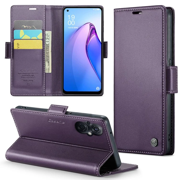 For Oppo A96 (China) 5G / Reno7 Z 5G / Reno7 Lite 5G / Reno8 Lite 5G / F21 Pro 5G / Reno8 Z 5G Leather Case CASEME 023 RFID Blocking Card Slot - Brown-Cellmalls