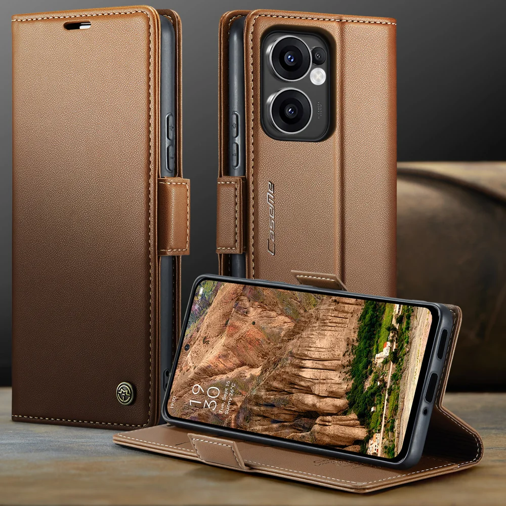 For Oppo Reno13 F 4G / Oppo Reno13 F 5G Case CASEME 023 Series RFID Blocking Leather Wallet Stand Phone Cover - Green-Cellmalls