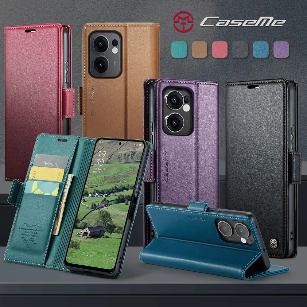 For Oppo Reno13 F 4G / Oppo Reno13 F 5G Case CASEME 023 Series RFID Blocking Leather Wallet Stand Phone Cover - Green-Cellmalls