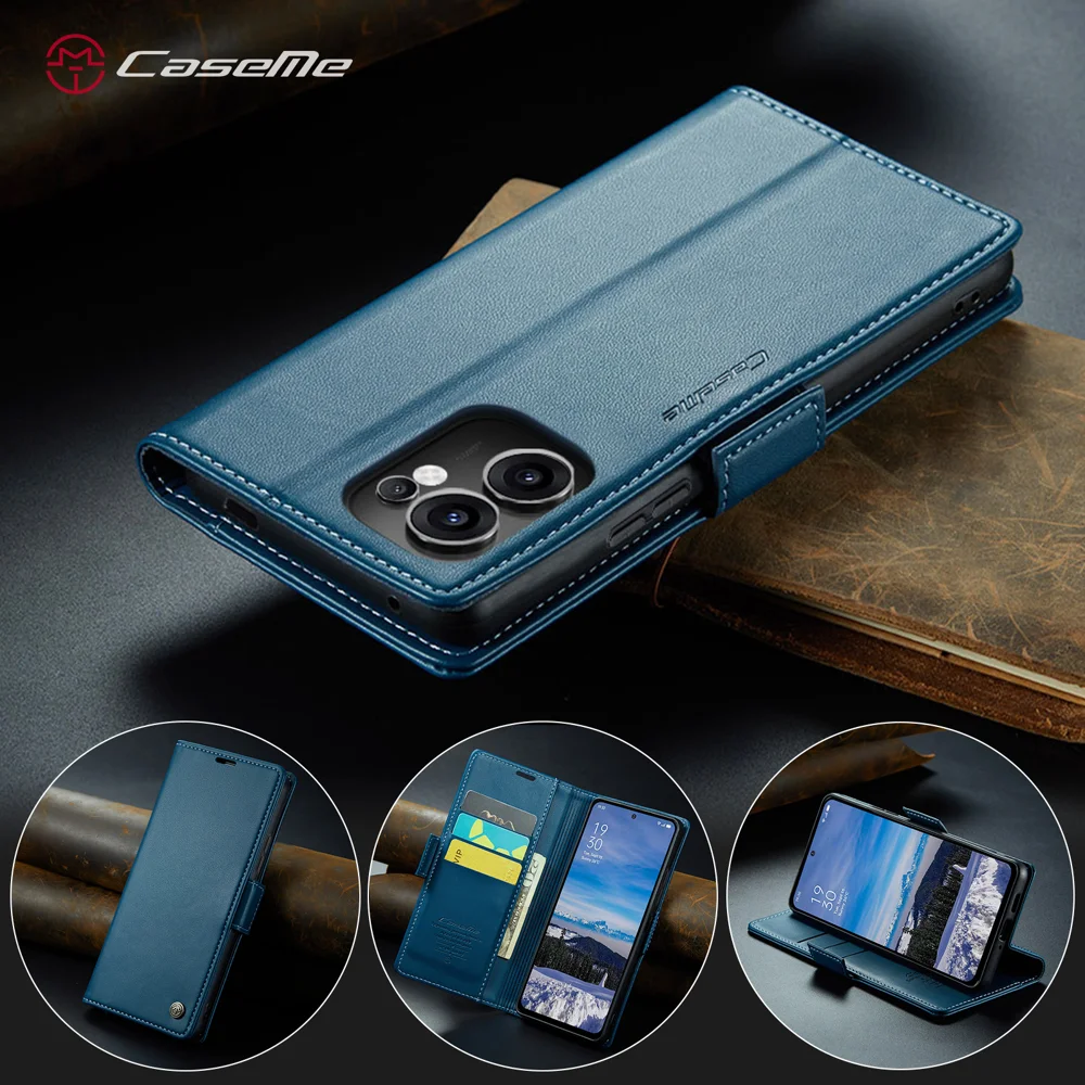 For Oppo Reno13 F 4G / Oppo Reno13 F 5G Case CASEME 023 Series RFID Blocking Leather Wallet Stand Phone Cover - Green-Cellmalls
