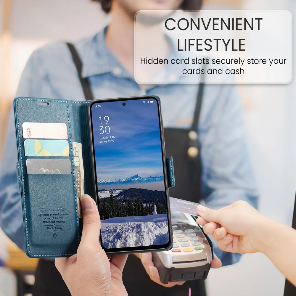 For Oppo Reno13 F 4G / Oppo Reno13 F 5G Case CASEME 023 Series RFID Blocking Leather Wallet Stand Phone Cover - Green-Cellmalls