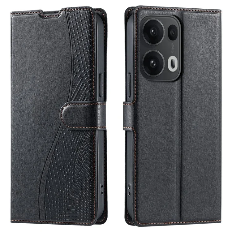 For Oppo Reno13 Pro 5G Case Dots Imprinted PU Leather Flip Phone Cover with Card Slot, Strap - Black-Cellmalls