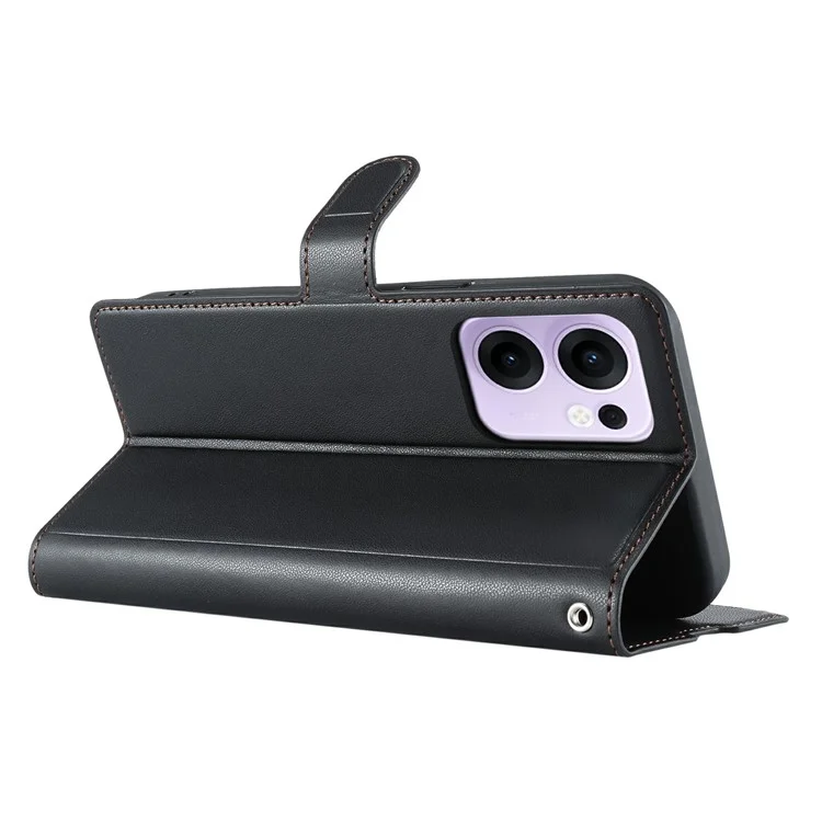For Oppo Reno13 F 4G / 5G Case Dots Imprinted PU Leather Flip Phone Cover with Card Slot, Strap - Black-Cellmalls