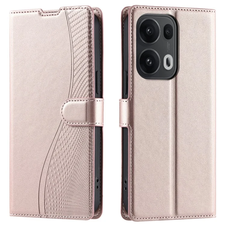 For Oppo Reno13 Pro 5G Case Dots Imprinted PU Leather Flip Phone Cover with Card Slot, Strap - Black-Cellmalls