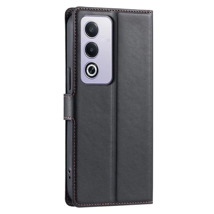Leather Case for Oppo A80 5G / A3 Pro (India) 5G / A3 Pro (Global) 5G / K12x 5G (India) Phone Cover with Card Slot, Strap - Black-Cellmalls