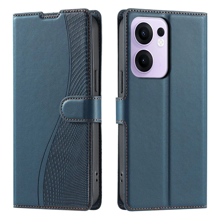 For Oppo Reno13 F 4G / 5G Case Dots Imprinted PU Leather Flip Phone Cover with Card Slot, Strap - Black-Cellmalls