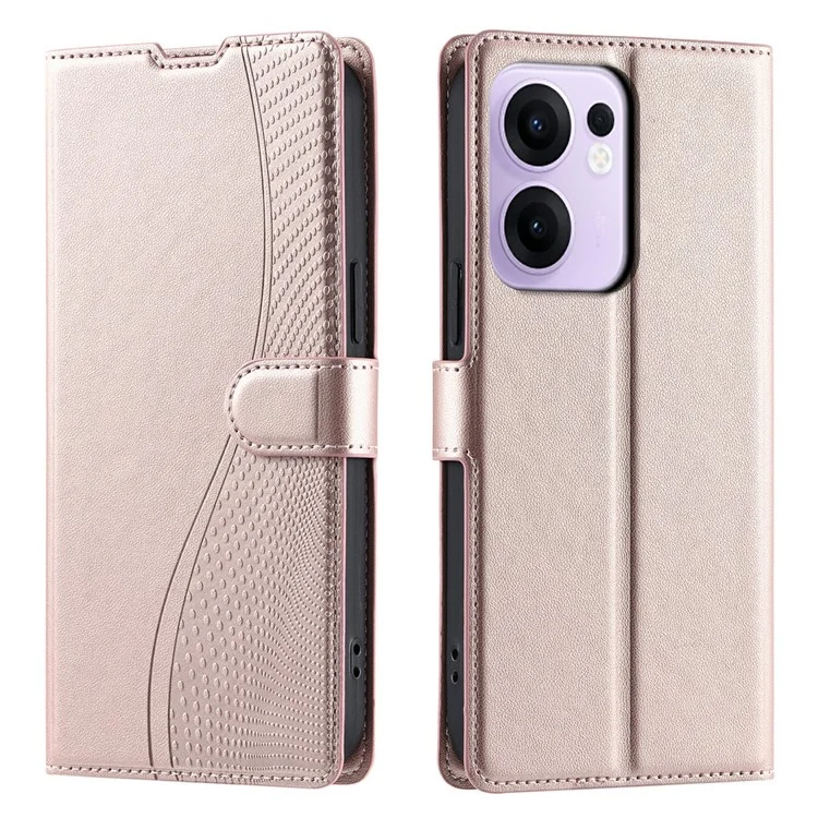 For Oppo Reno13 F 4G / 5G Case Dots Imprinted PU Leather Flip Phone Cover with Card Slot, Strap - Black-Cellmalls