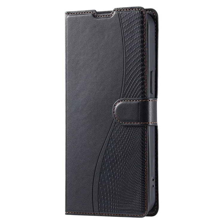 Leather Case for Oppo A3x 4G / 5G (India) / A3 4G / A3 5G / A60 5G / A40 4G Phone Cover with Card Slot, Strap - Black-Cellmalls