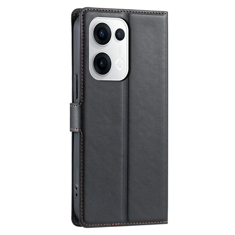 For Oppo Reno13 5G (Global) Case Dots Imprinted PU Leather Flip Phone Cover with Card Slot, Strap - Black-Cellmalls