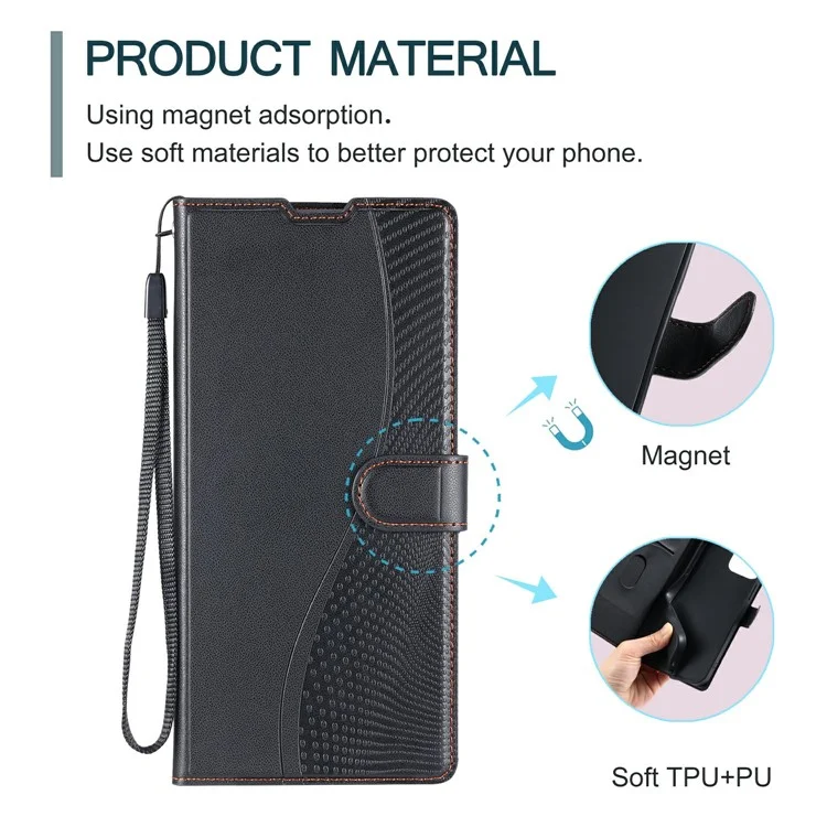 For Oppo Reno13 5G (Global) Case Dots Imprinted PU Leather Flip Phone Cover with Card Slot, Strap - Black-Cellmalls
