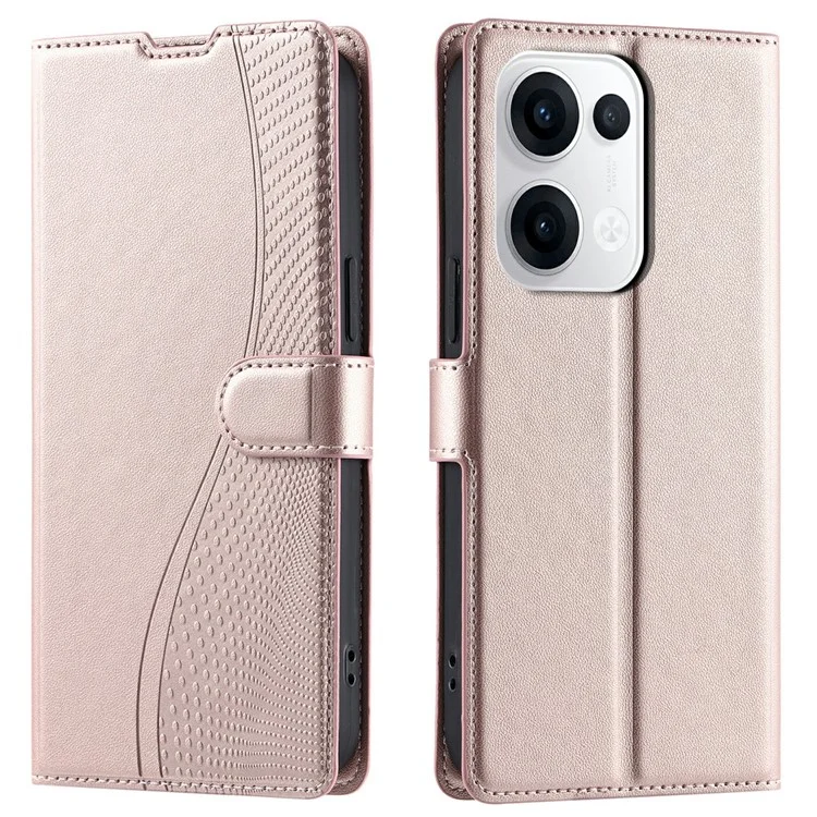 For Oppo Reno13 5G (Global) Case Dots Imprinted PU Leather Flip Phone Cover with Card Slot, Strap - Black-Cellmalls