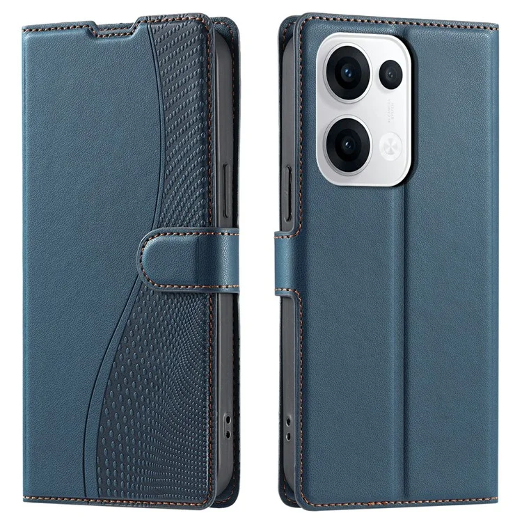For Oppo Reno13 5G (Global) Case Dots Imprinted PU Leather Flip Phone Cover with Card Slot, Strap - Black-Cellmalls