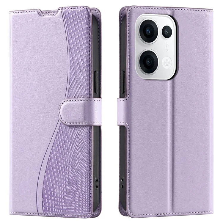 For Oppo Reno13 5G (Global) Case Dots Imprinted PU Leather Flip Phone Cover with Card Slot, Strap - Black-Cellmalls