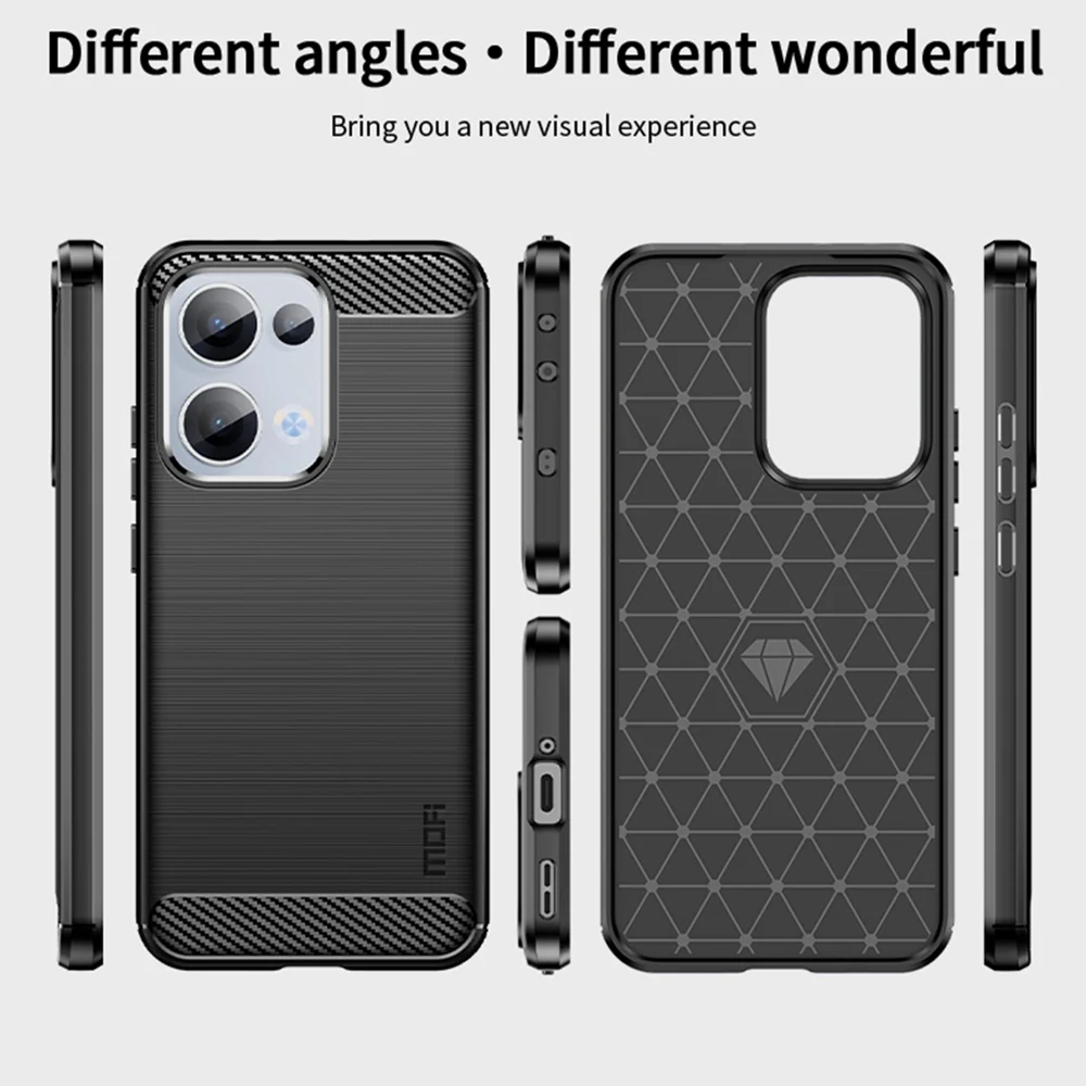 For Oppo Reno13 5G (Global) Back Cover MOFI Brushed Texture Carbon Fiber Soft TPU Case - Black-Cellmalls