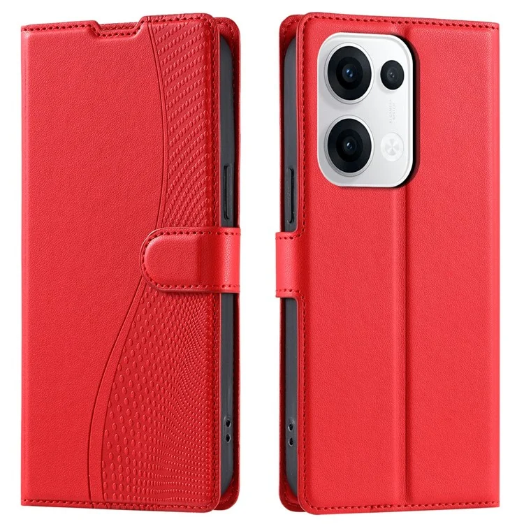 For Oppo Reno13 5G (Global) Case Dots Imprinted PU Leather Flip Phone Cover with Card Slot, Strap - Black-Cellmalls