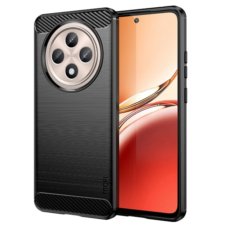 MOFI JK TPU Series-1 For Oppo Reno12 F 4G / 5G Case Carbon Fiber Texture TPU Soft Phone Cover - Black-Cellmalls