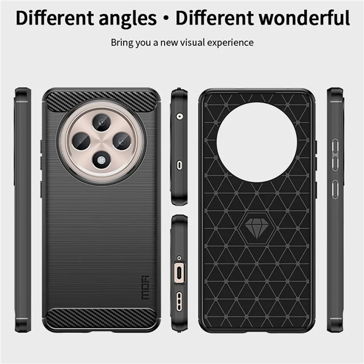 MOFI JK TPU Series-1 For Oppo Reno12 F 4G / 5G Case Carbon Fiber Texture TPU Soft Phone Cover - Black-Cellmalls