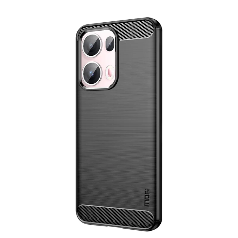 For Oppo Reno13 Pro 5G Back Cover MOFI Brushed Texture Carbon Fiber Soft TPU Case - Black-Cellmalls