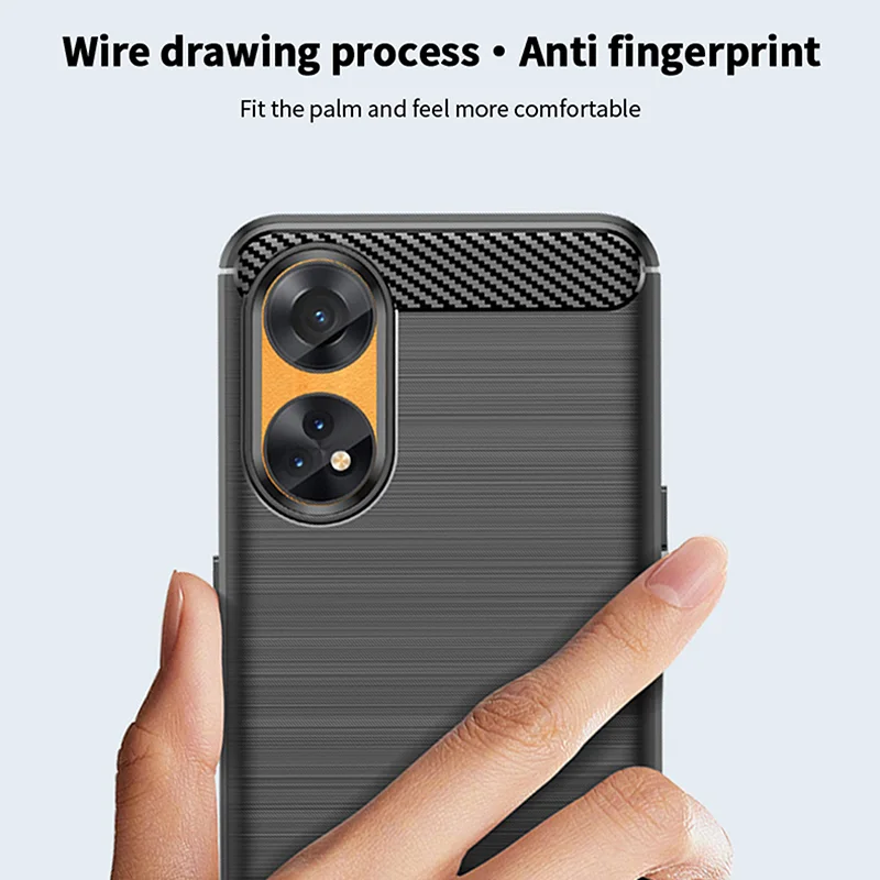 MOFI JK TPU Series-1 For Oppo Reno8 T 4G Carbon Fiber Back Cover Brushed TPU Phone Shell - Black-Cellmalls