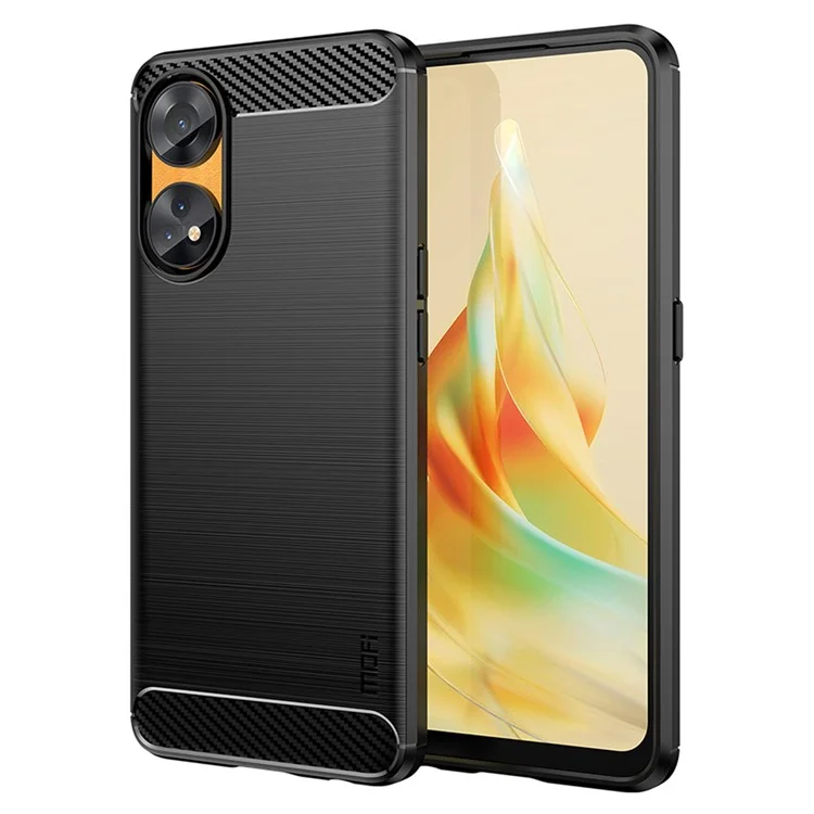 MOFI JK TPU Series-1 For Oppo Reno8 T 4G Carbon Fiber Back Cover Brushed TPU Phone Shell - Black-Cellmalls