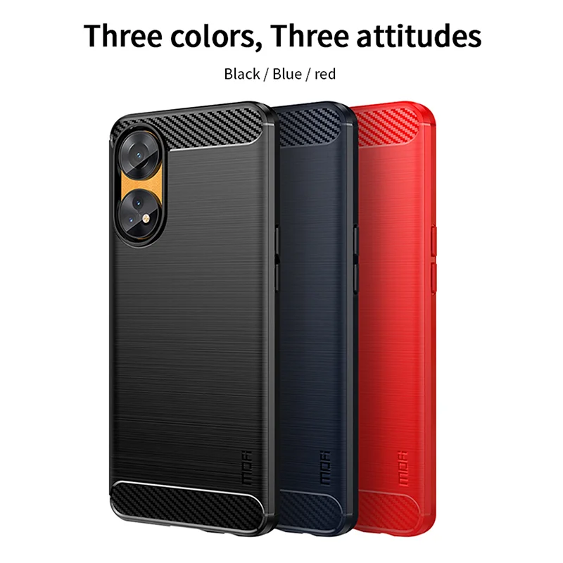 MOFI JK TPU Series-1 For Oppo Reno8 T 4G Carbon Fiber Back Cover Brushed TPU Phone Shell - Black-Cellmalls