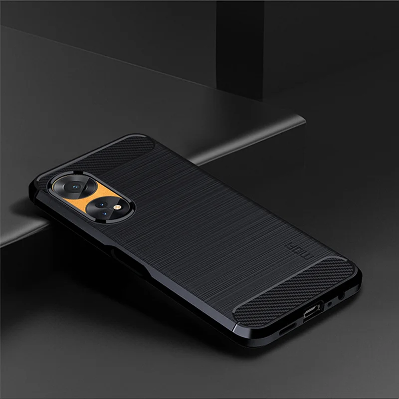 MOFI JK TPU Series-1 For Oppo Reno8 T 4G Carbon Fiber Back Cover Brushed TPU Phone Shell - Black-Cellmalls