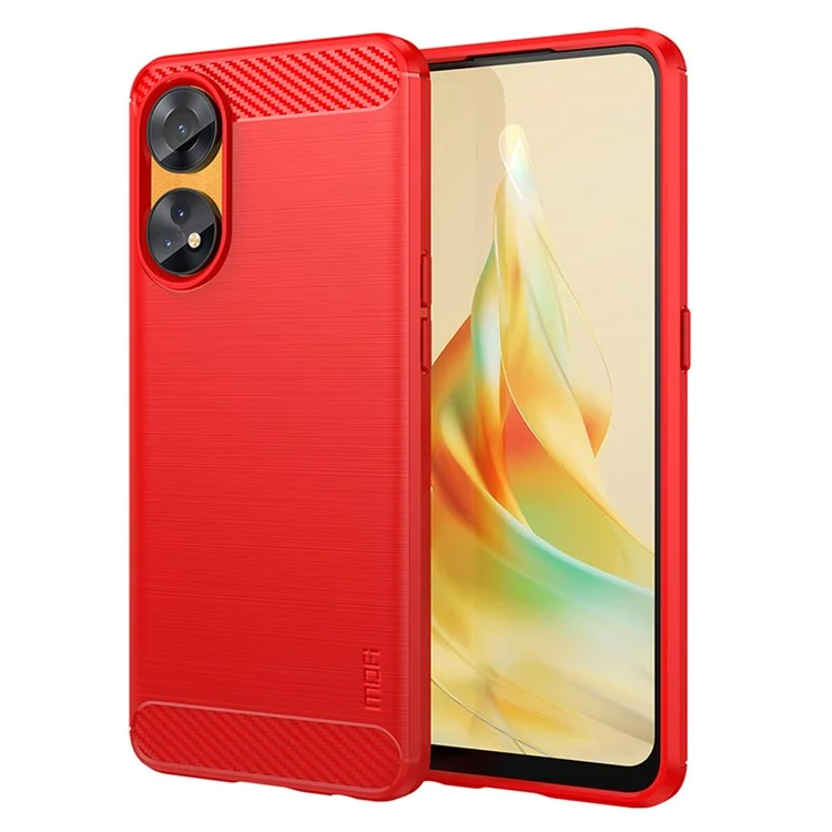 MOFI JK TPU Series-1 For Oppo Reno8 T 4G Carbon Fiber Back Cover Brushed TPU Phone Shell - Black-Cellmalls