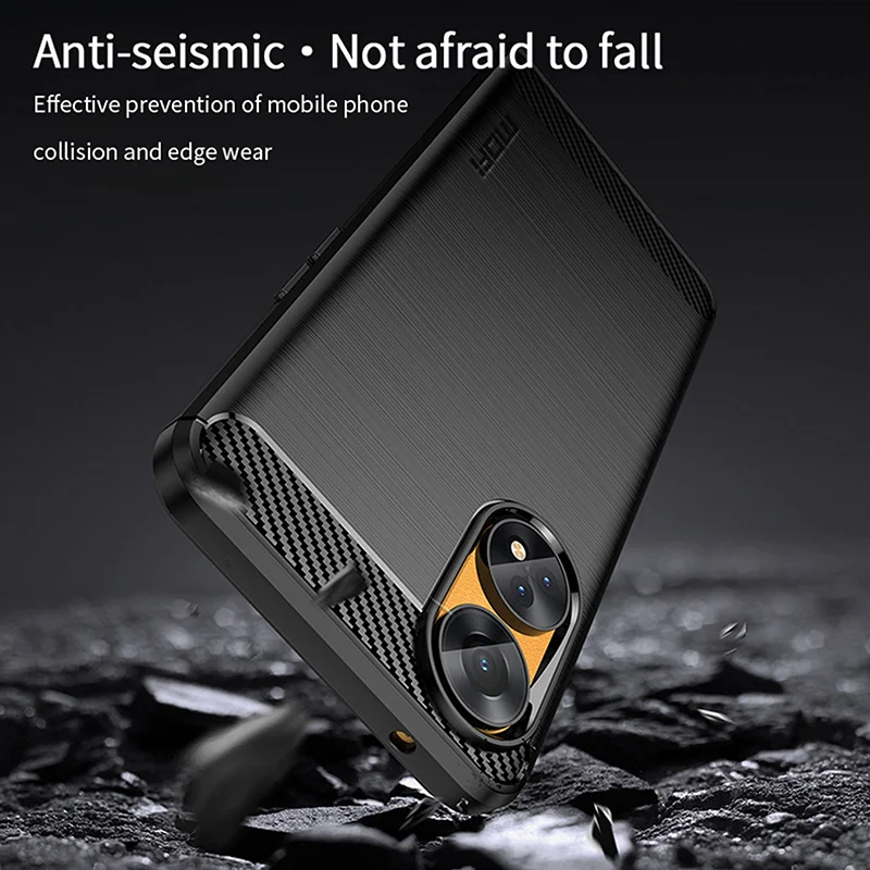 MOFI JK TPU Series-1 For Oppo Reno8 T 4G Carbon Fiber Back Cover Brushed TPU Phone Shell - Black-Cellmalls