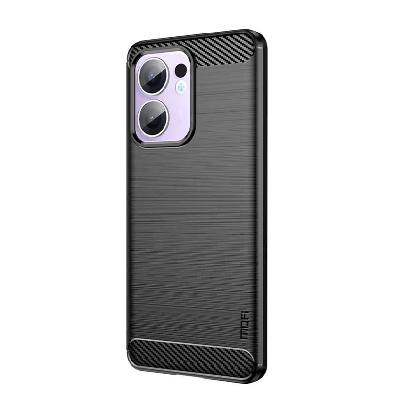 For Oppo Reno13 F 4G / Oppo Reno13 F 5G Back Cover MOFI Brushed Texture Carbon Fiber Soft TPU Case - Black-Cellmalls
