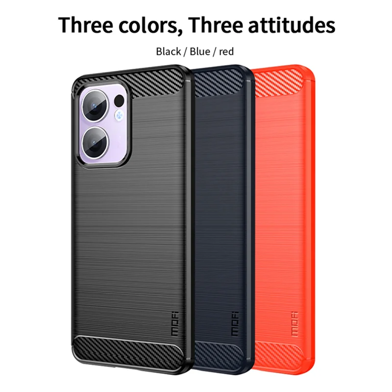 For Oppo Reno13 F 4G / Oppo Reno13 F 5G Back Cover MOFI Brushed Texture Carbon Fiber Soft TPU Case - Black-Cellmalls
