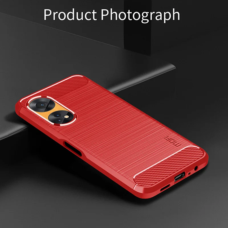 MOFI JK TPU Series-1 For Oppo Reno8 T 4G Carbon Fiber Back Cover Brushed TPU Phone Shell - Black-Cellmalls