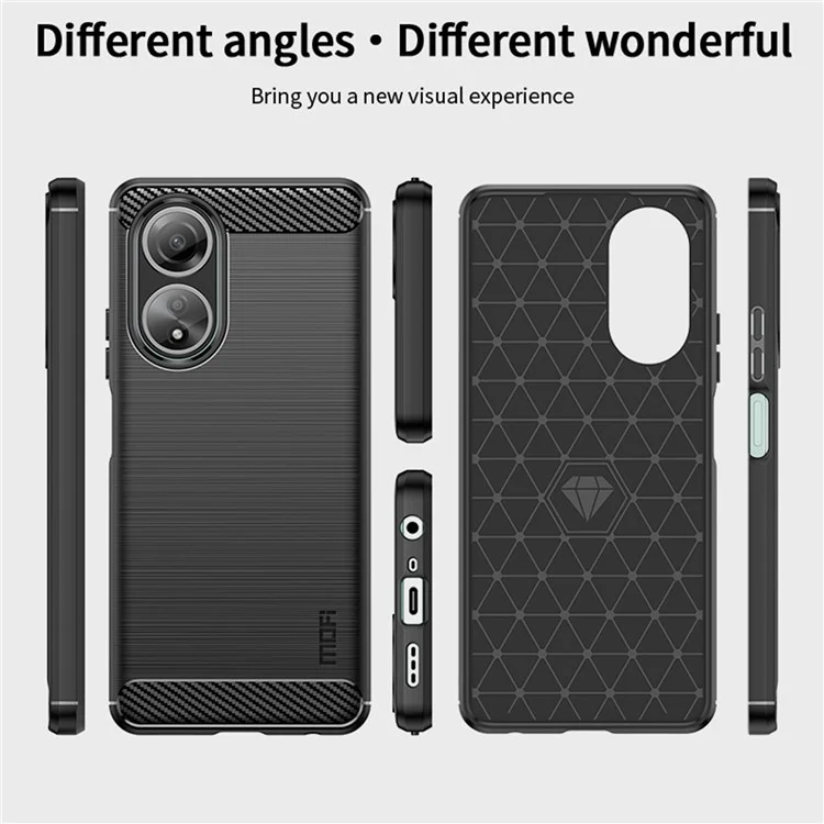 MOFI JK TPU Series-1 for Oppo A58 4G Brushed Cover TPU Anti-scratch Carbon Fiber Texture Cell Phone Case - Black-Cellmalls