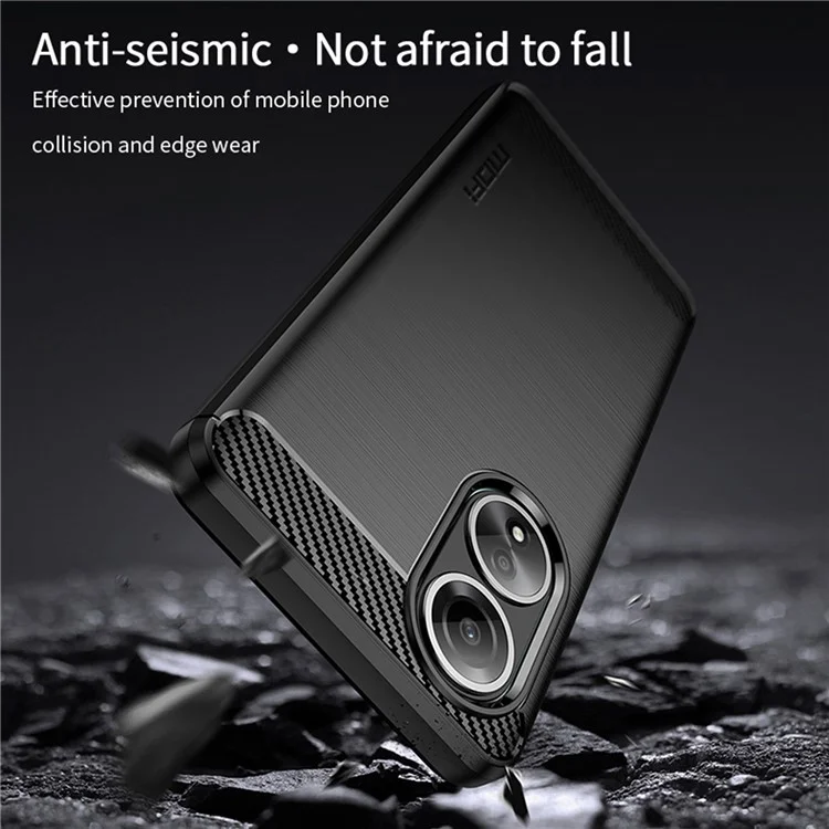 MOFI JK TPU Series-1 for Oppo A58 4G Brushed Cover TPU Anti-scratch Carbon Fiber Texture Cell Phone Case - Black-Cellmalls