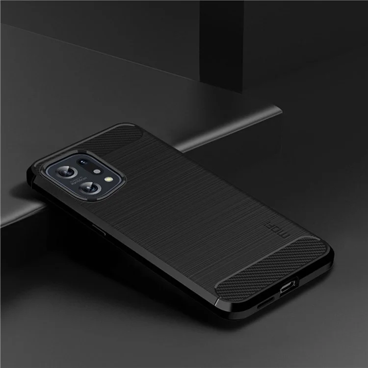 MOFI JK TPU Series-1 for Oppo Find X5 Business Style Carbon Fiber Brushed Surface Phone Case Soft TPU Anti-fall Protective Cover - Black-Cellmalls