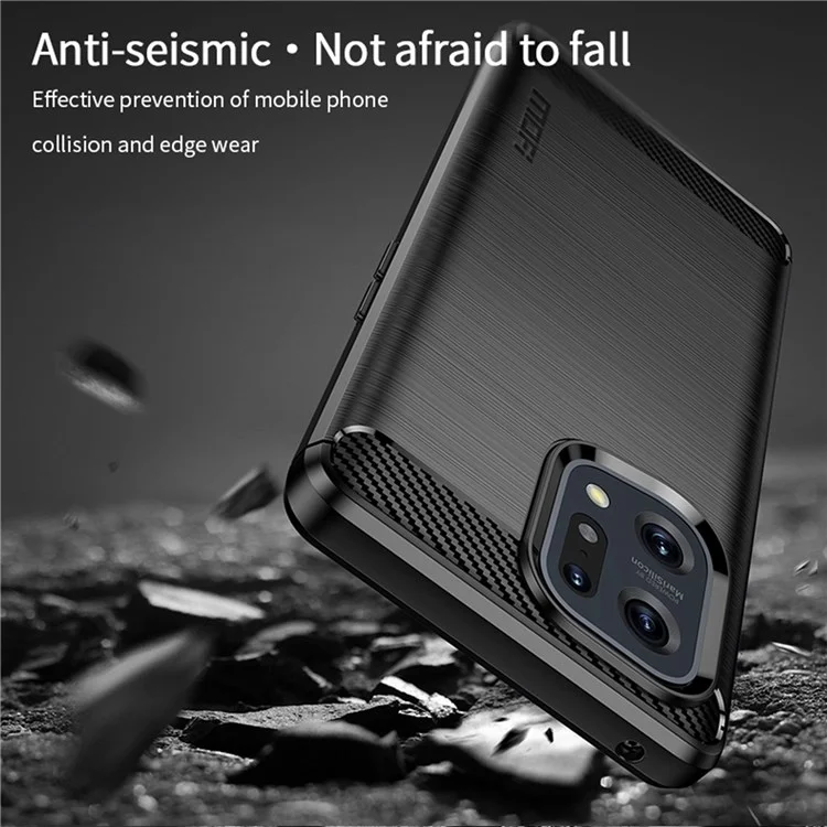 MOFI JK TPU Series-1 for Oppo Find X5 Business Style Carbon Fiber Brushed Surface Phone Case Soft TPU Anti-fall Protective Cover - Black-Cellmalls