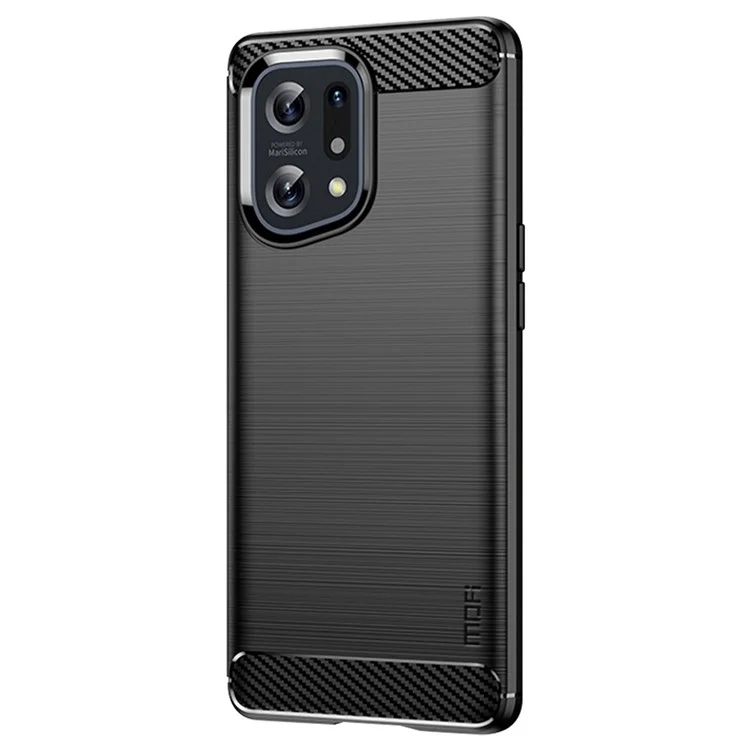 MOFI JK TPU Series-1 for Oppo Find X5 Business Style Carbon Fiber Brushed Surface Phone Case Soft TPU Anti-fall Protective Cover - Black-Cellmalls