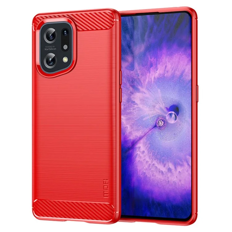 MOFI JK TPU Series-1 for Oppo Find X5 Business Style Carbon Fiber Brushed Surface Phone Case Soft TPU Anti-fall Protective Cover - Black-Cellmalls