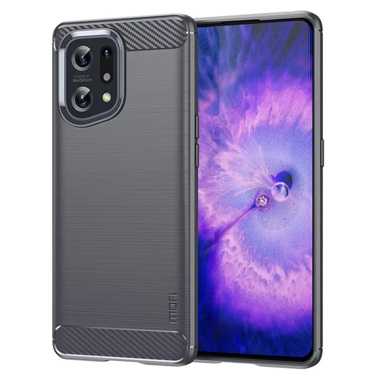 MOFI JK TPU Series-1 for Oppo Find X5 Business Style Carbon Fiber Brushed Surface Phone Case Soft TPU Anti-fall Protective Cover - Black-Cellmalls