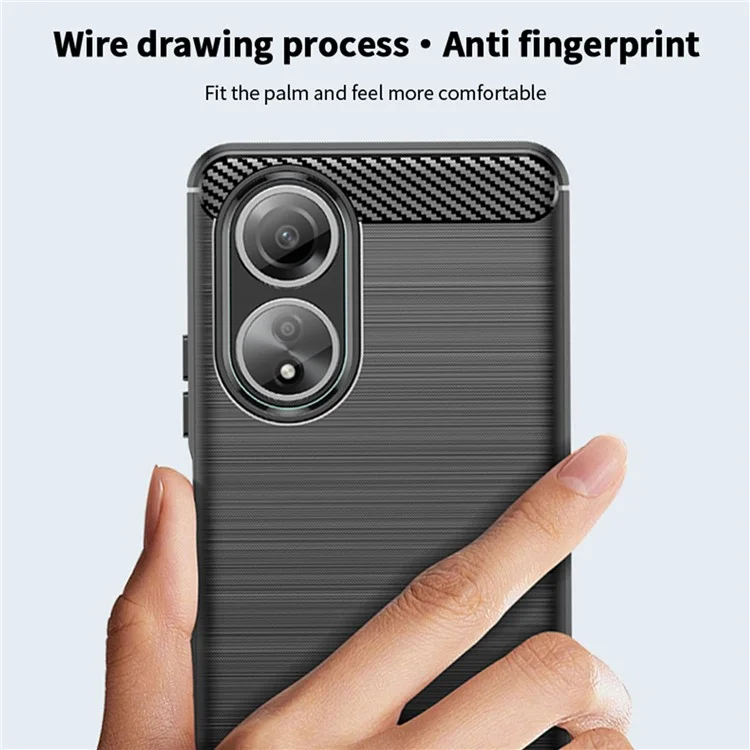 MOFI JK TPU Series-1 for Oppo A58 4G Brushed Cover TPU Anti-scratch Carbon Fiber Texture Cell Phone Case - Black-Cellmalls