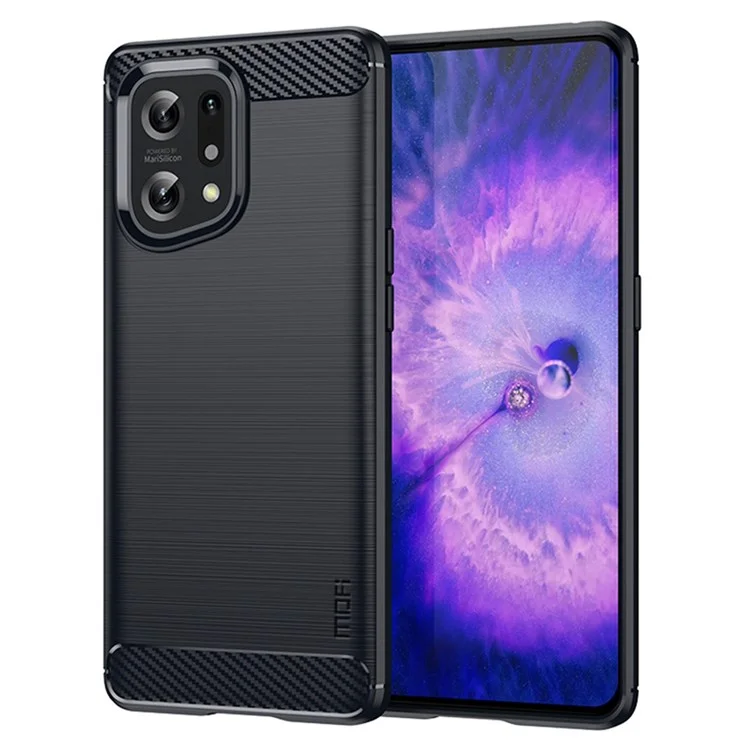 MOFI JK TPU Series-1 for Oppo Find X5 Business Style Carbon Fiber Brushed Surface Phone Case Soft TPU Anti-fall Protective Cover - Black-Cellmalls