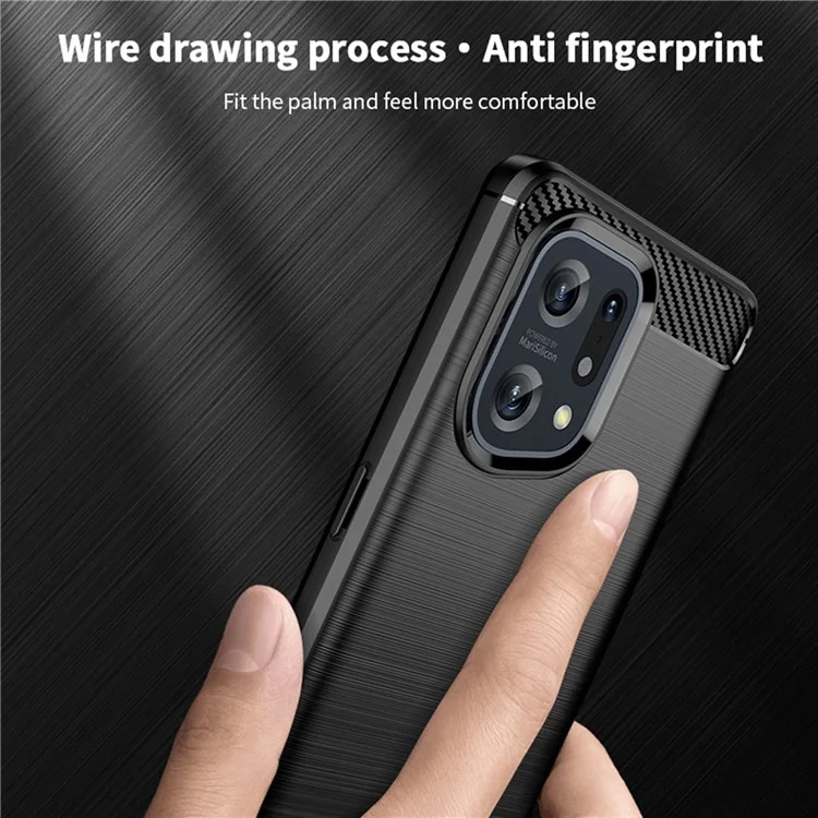 MOFI JK TPU Series-1 for Oppo Find X5 Business Style Carbon Fiber Brushed Surface Phone Case Soft TPU Anti-fall Protective Cover - Black-Cellmalls