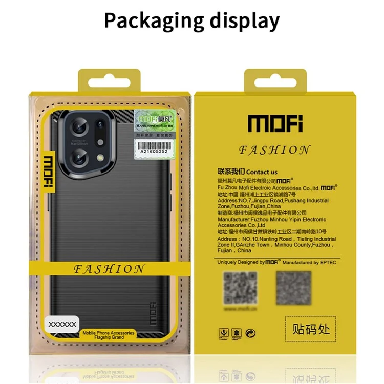 MOFI JK TPU Series-1 for Oppo Find X5 Business Style Carbon Fiber Brushed Surface Phone Case Soft TPU Anti-fall Protective Cover - Black-Cellmalls