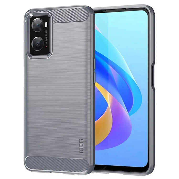 MOFI for Oppo A57 4G / A57s 4G / A57 (2022) 5G / A77 5G / K10 5G / Realme V23 4G / Narzo 50 5G / Q5i Ultra-slim Carbon Fiber Texture Soft TPU Back Cover Brushed Surface Anti-oil Phone Case - Grey-Cellmalls