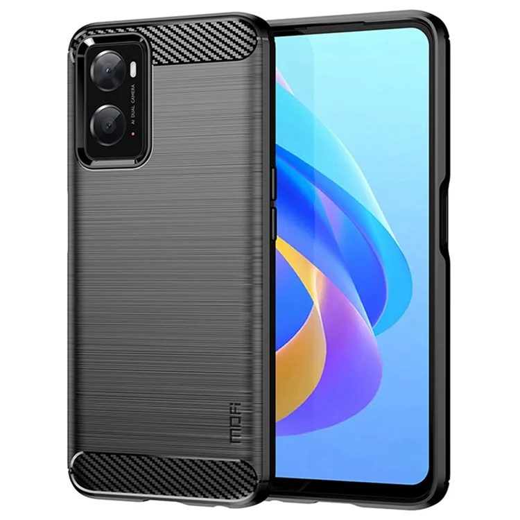 MOFI for Oppo A57 4G / A57s 4G / A57 (2022) 5G / A77 5G / K10 5G / Realme V23 4G / Narzo 50 5G / Q5i Ultra-slim Carbon Fiber Texture Soft TPU Back Cover Brushed Surface Anti-oil Phone Case - Grey-Cellmalls
