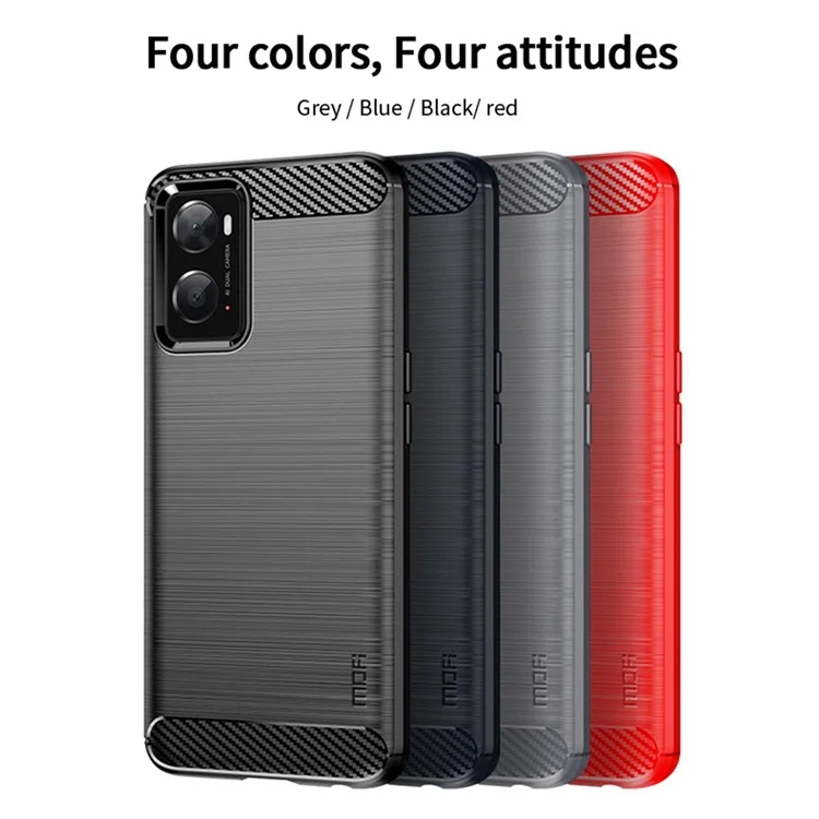MOFI for Oppo A57 4G / A57s 4G / A57 (2022) 5G / A77 5G / K10 5G / Realme V23 4G / Narzo 50 5G / Q5i Ultra-slim Carbon Fiber Texture Soft TPU Back Cover Brushed Surface Anti-oil Phone Case - Grey-Cellmalls