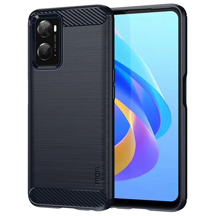 MOFI for Oppo A57 4G / A57s 4G / A57 (2022) 5G / A77 5G / K10 5G / Realme V23 4G / Narzo 50 5G / Q5i Ultra-slim Carbon Fiber Texture Soft TPU Back Cover Brushed Surface Anti-oil Phone Case - Grey-Cellmalls